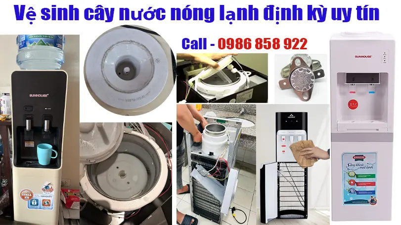 vệ sinh cây nước nóng lạnh tại nhà khách.